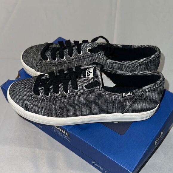 NIB Keds Black, Pewter and White Sneakers Sleek Minimalist Design Sign 6.5 - Picture 10 of 10